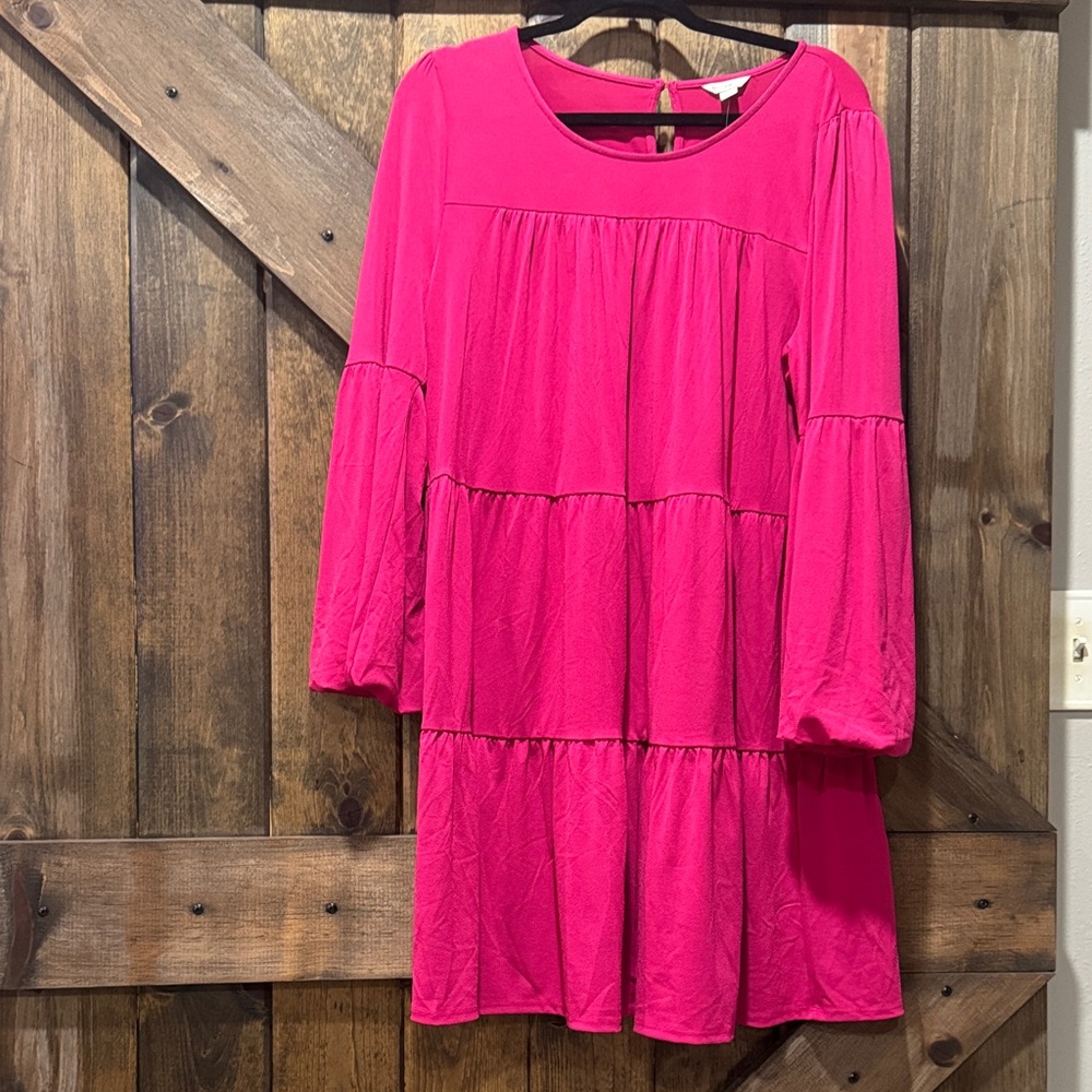 Vibrant Magenta Pink Tiered Dress